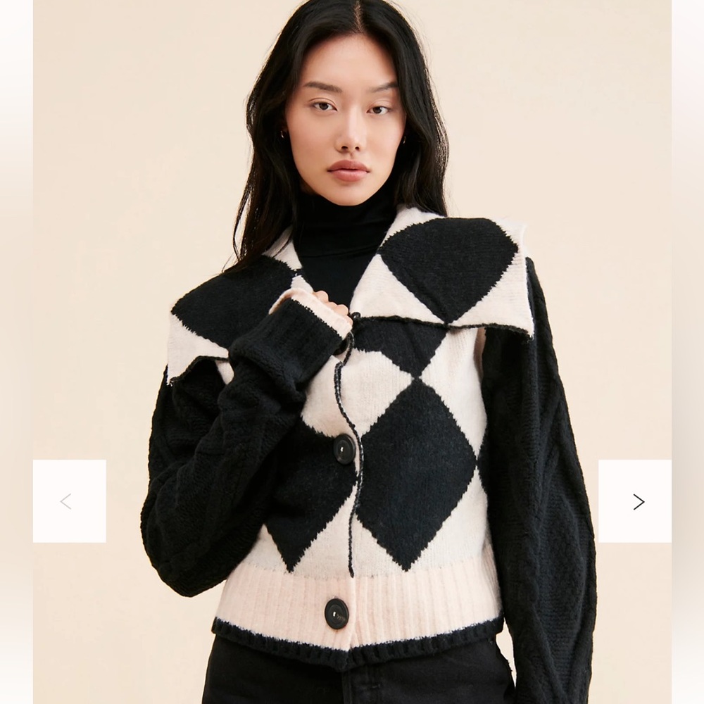 Free People Joy Diamond Polo Cardigan